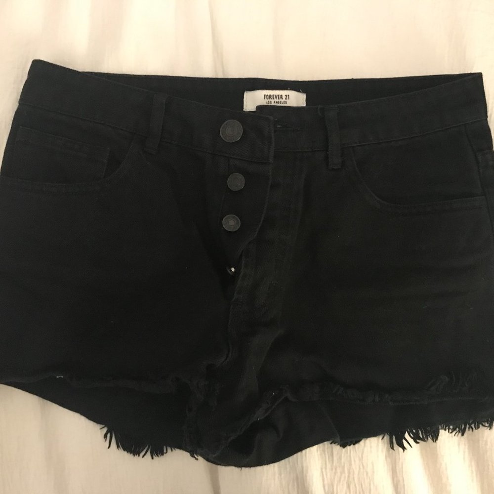 Women's black denim shorts